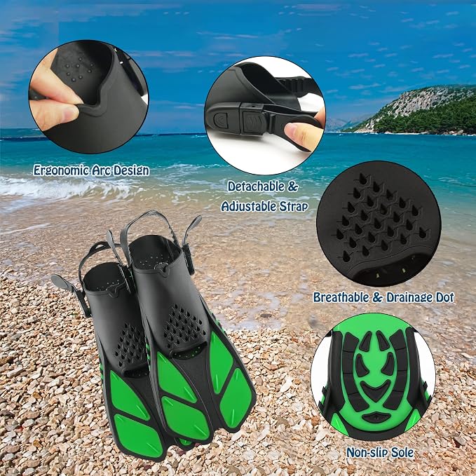 Snorkeling Gear for Adults with Fins Scuba Diving Gear Adult Professional Travel Snorkel Sets with Flippers,Anti-Fog Anti-Leak Diving Mask