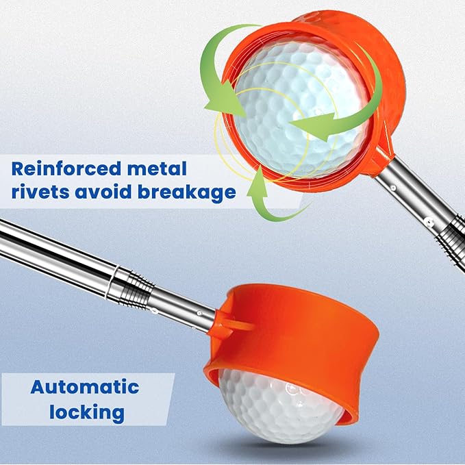 9FT Golf Ball Retriever and 2 Golf Club Brush Bundle Items