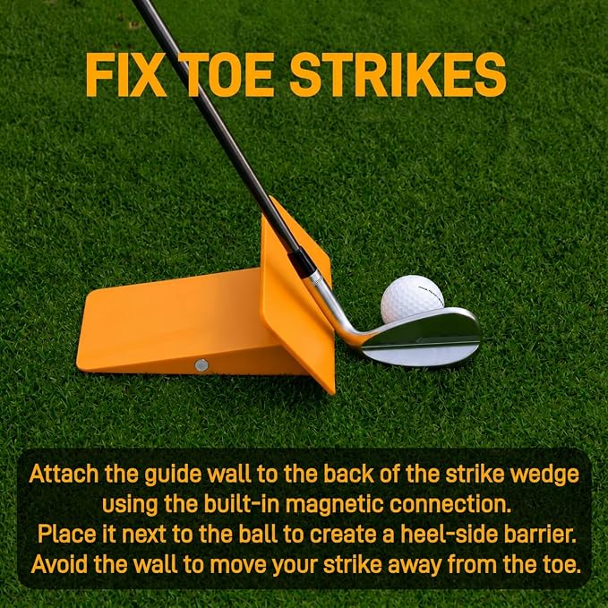 Golf Swing Trainer, Wedge Chipping Aid with Magnetic Guide Wall | PETG build, 0.16 lb weight, carry pouch, impact position drills, left or right hand use