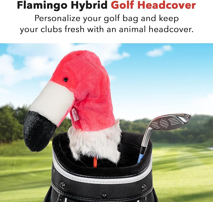 Daphne's Headcovers Flamingo Hybrid Headcover | Premium Hybrid and Fairway Wood Headcovers | Funny Golf Club Covers | Stylish Protection for Club | Men's Golf Gear | Hybrid Headcover for Men and Women