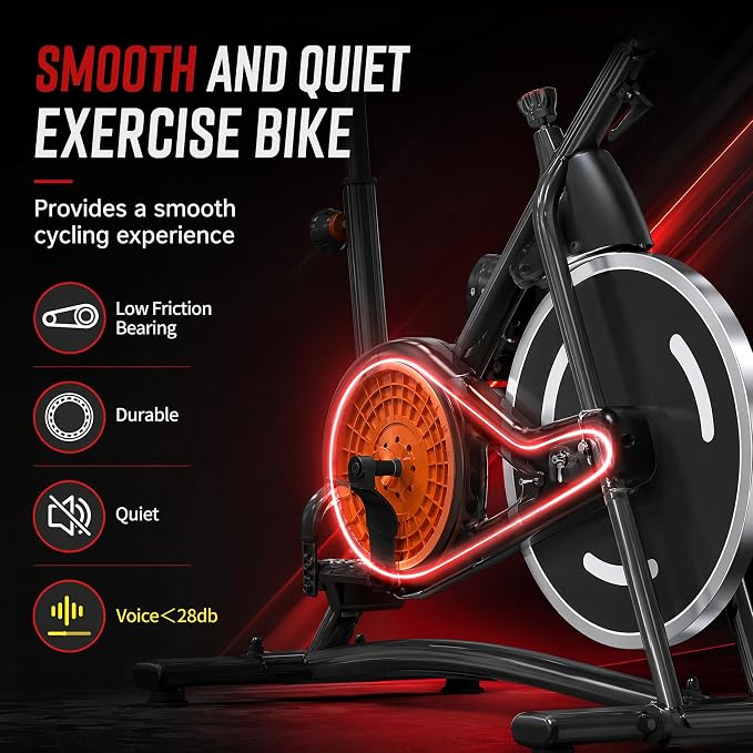 Exercise Bike, Stationary Bikes for Home, Compact Indoor Cycling Bike | with Tablet Mount, with Exclusive Heart Rate Sensor and APP Sync, with Continuously Variable Resistance