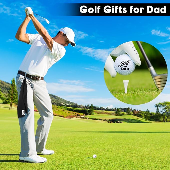 Soulchen 16 Pcs Father's Day Golf Gifts Cleaning Kit for Dad Microfiber Towel Balls Cleaning Brush Tees Divot Repair Tool by Golf Accessories Kit for Father Retirement Gifts