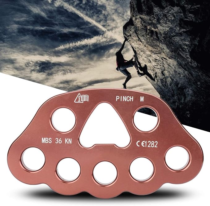 Uxsiya 36KN 8 Holes Outdoor Rigging Plate Rock Climbing Multi Anchor Point Connector Gear for Secure Climbing Adventures