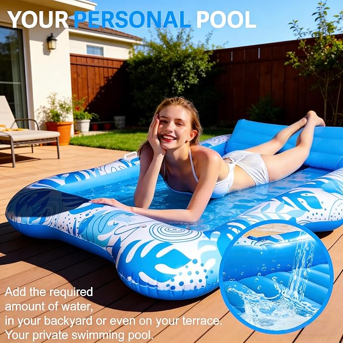 Inflatable Tanning Pool Lounger Float for 2 Person
