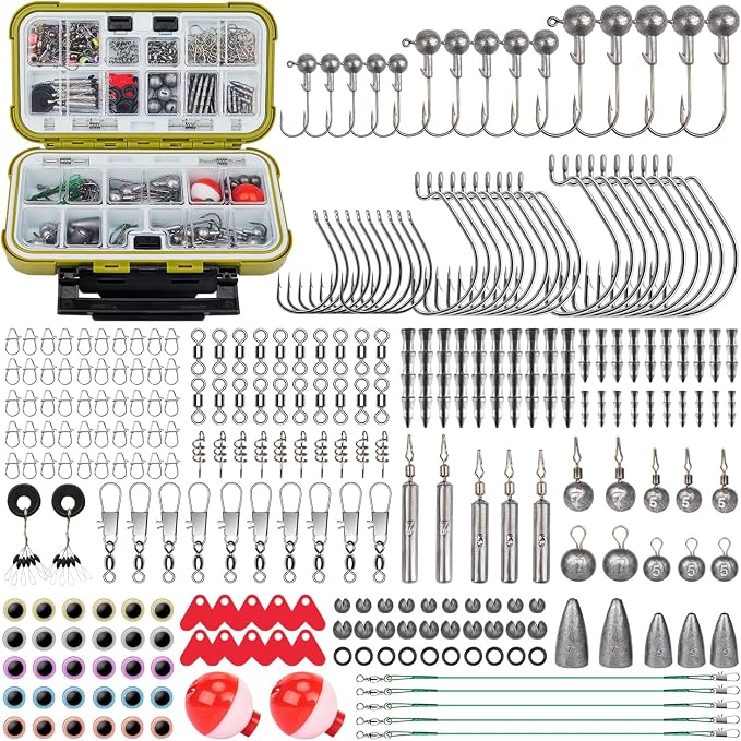 GOTOUR 128/209/240/265pcs Fishing Lures Kit with Tackle Box, All-in-1 Fishing Accessories Gear Set with Soft Lure, Minnow, Crankbait, Hooks, Sinkers, and Terminal Tackle Kit, Fishing Gifts for Men