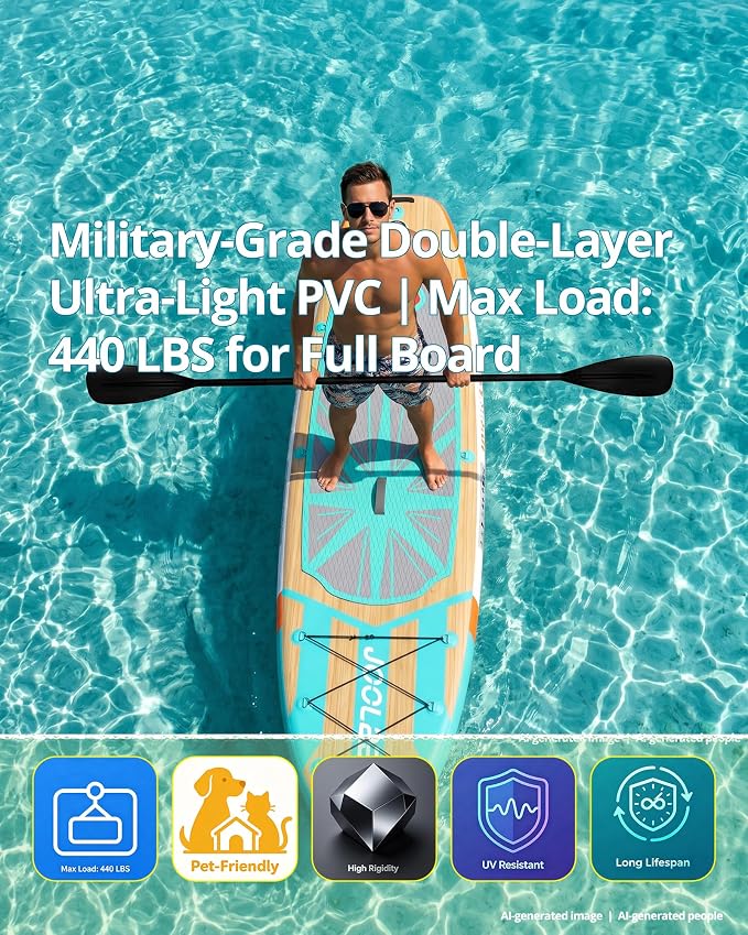 Inflatable Stand Up Paddle Board with Seat, 10'6"/10'5" SUP 440LBS, Recreational Paddleboard for Adults Beginners, Blow Up Paddle Board with Fishing Design, Camera Mount, Cooler Bag & Full Accessories