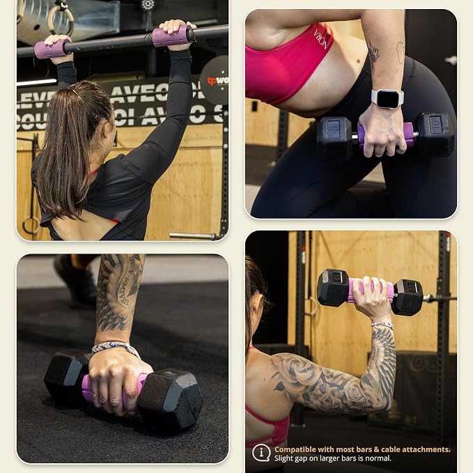 Tribus Thick Grips for Dumbbells & Barbells (2.05" & 2.44”) — Thick Grips for Dumbbells Bars & Fitness Equipment — For Grip Strength & Arm Training, Non-Slip Heavy Duty Rubber