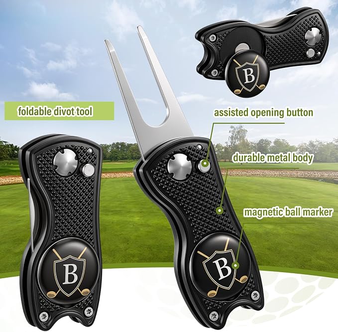 Liliful 12 Pcs Golf Accessories Kit, Include Golf Ball Bag with Hook Towel Tees Magnetic Ball Marker Divot Tool Cleaner Brush for Women Man Gifts