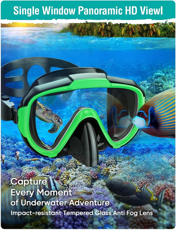 Seovediary Snorkel Set Adults Snorkeling Gear Anti-Fog Panoramic View Swim Mask Dry Top Snorkel Kit with Carry Bag for Snorkeling Scuba Diving Swimming Travel