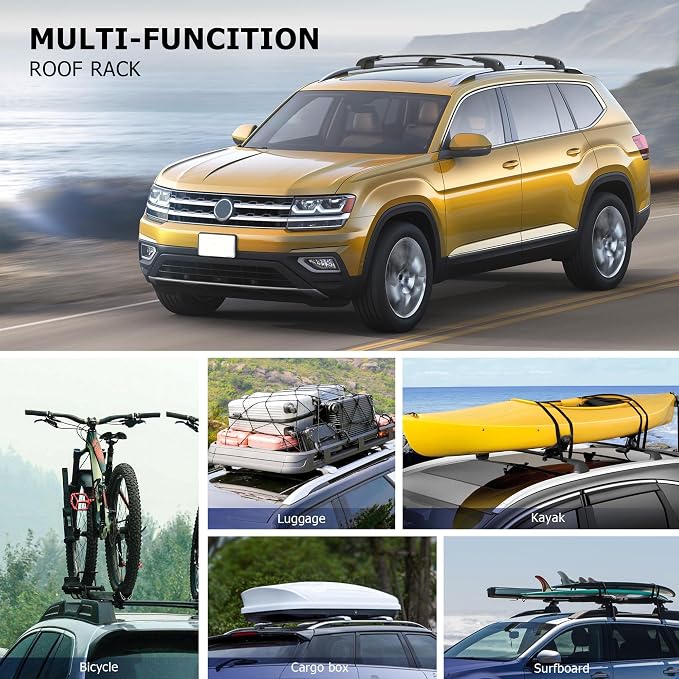 300LBS Lockable Roof Rack Cross Bars Compatible with 2017-2026 VW Atlas, Heavy Duty Aluminum Crossbars CrossBars for Cargo Luggage Kayak Bicycles Canoe