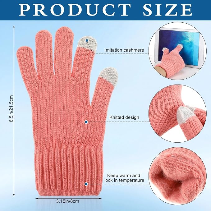 16 Pcs Women Hat Scarf Gloves Ear Muffs Set Winter Knitted Pom Beanie Hats Scarf Touch Screen Gloves for Men Adult Homeless