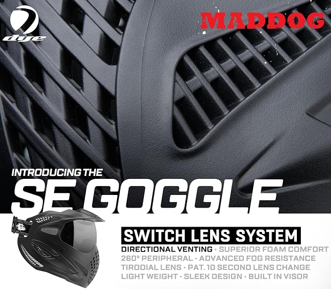 Maddog Dye SE Special Edition Paintball Mask Goggle System | Replaceable SLS Thermal Dual-Pane Anti Fog Lens | Adjustable Full-Face Safety Certified Protection