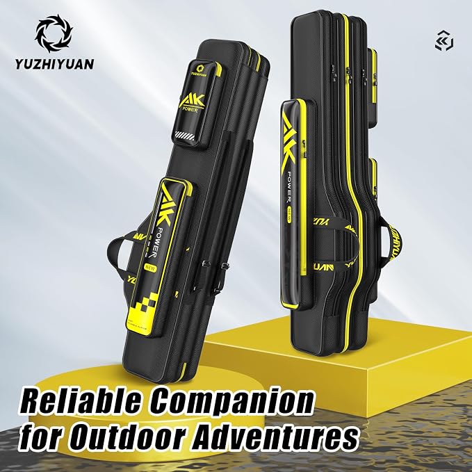 Fishing Rod Case Triple-Layer 1680D Heavyweight Oxford Fishing Pole Case & Bag Wire-Reinforced Non-Deforming Frame Quick-Access Compartments Anti-Sag Structure Fishing Rod Bag Fishing Gift for Men