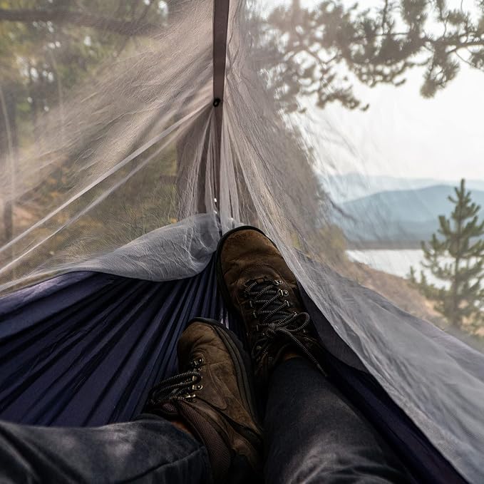 Sunyear Hammock Camping with Rain Fly Tarp and Net, Portable Camping Hammock Double Tree Hammock Outdoor Indoor Backpacking Travel & Survival, 2 Tree Straps,100% Waterproof