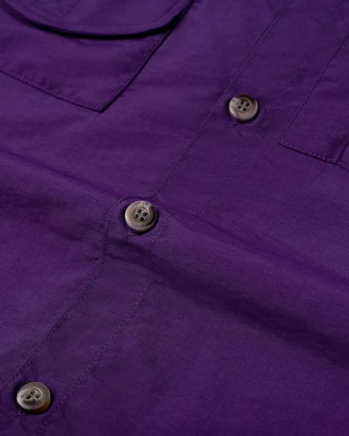 Alimens & Gentle Short Sleeve Fishing Shirt Wicking Fabric Sun Protection Casual Button Down Shirts