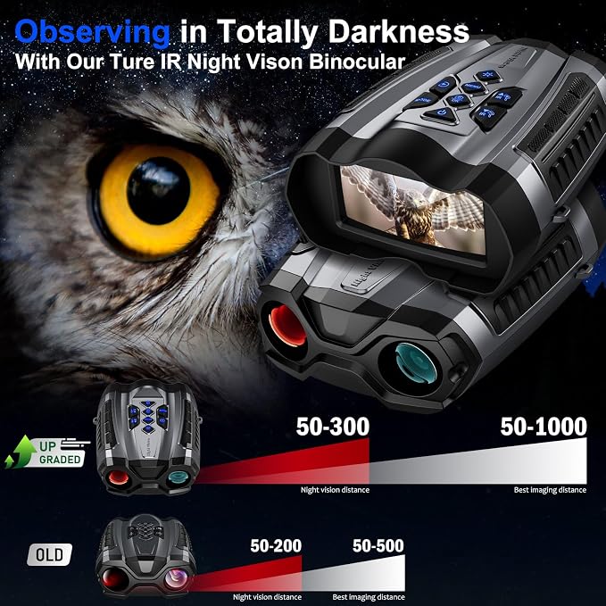 Night Vision Goggles,4K Night Vision Binoculars for Adult with 5000mAh Rechargeable Battery,16X Digital Zoom,3.5" HD Screen and 1000FT Viewing Range,32GB TF Card for Photo and Video,Ideal Gift for Men