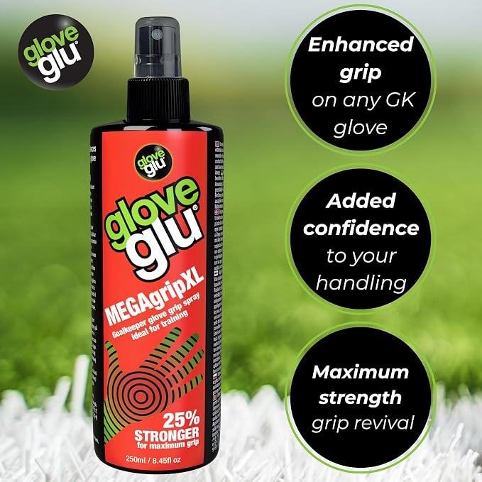 Gloveglu MEGAgrip Goalkeeper Glove Grip Spray | Advanced Goalkeeper Glove Palm Grip Reviver | Improved Catching & Better Ball Handling