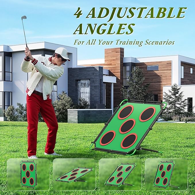 IGRL Golf Game, Golf Chipping Game Set with 4 Adjustable Angles & Sturdy Metal Tube, Portable Golf Target Game for Adults with Club, Balls, Mat & Carry Bag, Indoor Outdoor Backyard Lawn Gifts for Men