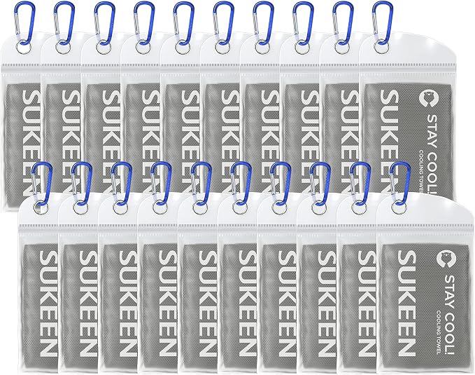 Sukeen Cooling Towel 20 Pack (40"x12") Ice Towel,Bulk Breathable Chilly Twoles,Microfiber Towel for Neck Face for Yoga,Sport,Running,Gym,Workout,Camping,Fitness,Travel & More Activities, Dark Gray
