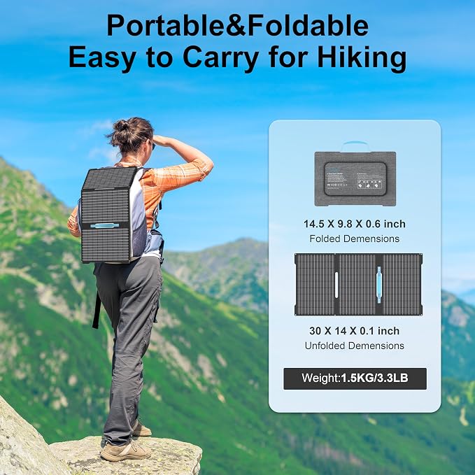 45W Portable Solar Panels Chargers with USB-C, USB-A and DC Outputs Foldable IP67 Waterproof Solar Panel for Camping,Power Emergency for Small Power Station,Phones, Power Banks