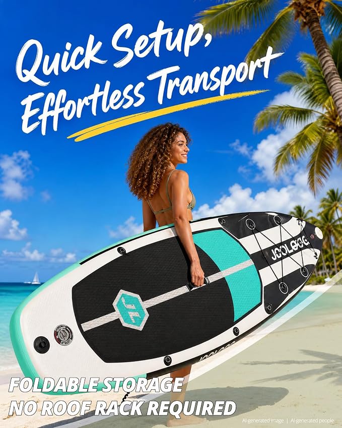 Inflatable Stand Up Paddle Board with Seat, 10'6"/10'5" SUP 440LBS, Recreational Paddleboard for Adults Beginners, Blow Up Paddle Board with Fishing Design, Camera Mount, Cooler Bag & Full Accessories