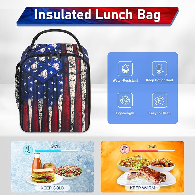 Baseball Backpack Set for Boys, Kids Baseball School Backpack with Lunch Box Pencil Bag