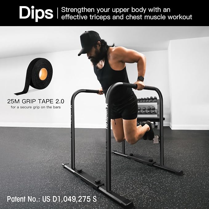 KAKICLAY 2026 Upgrade World's Best Strongest Premium Dip Bars with Adjustable Ultra-Stable Settings & Non-Slip Feet - USA Original Patent, USA Designed, USA Shipped, USA Warranty