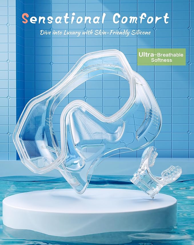 Snorkeling Gear for Adults Kids, Dry-Top Snorkel Set, 180°Panoramic Wide View Diving Mask Breathing Freely Snorkel Mask for Snorkeling Scuba Diving Swimming Travel
