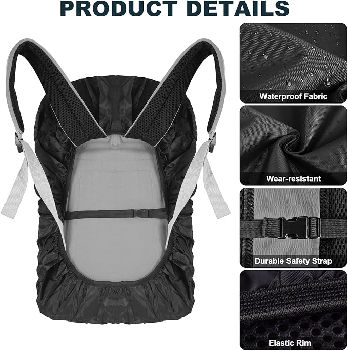 LAMA 2 Pack Waterproof Rain Cover for Backpack, Reflective Rucksack Rain Cover for Anti-Dust/Anti-Theft/Bicycling/Hiking/Camping/Traveling,XL Size (for 56L-70L Backpack), 2 Pcs Black