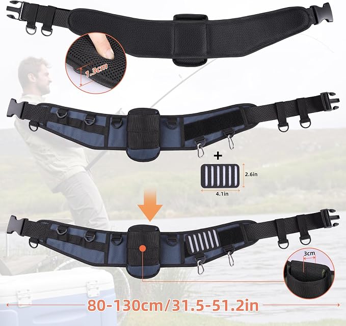PELLOR Fishing Belt Rod Holder Adjustable Fishing Wading Belt