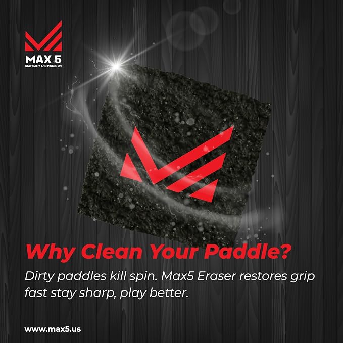 Pickleball Paddle Max Clean Eraser, T700 Carbon Fiber Eraser, Removes Ball Residue, Dirt and Minor Scratches, Easy Pickleball Paddle Grit Restore Option by Max 5
