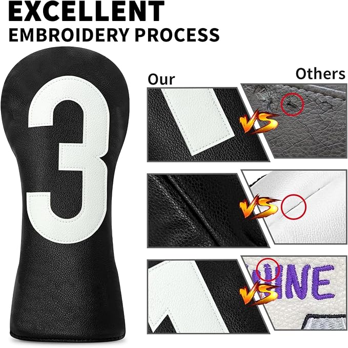 Premium Golf Head Covers - Golf Driver Head Covers, Protects Against Scratches and Damage, Specifically Designed for Fairway Woods.