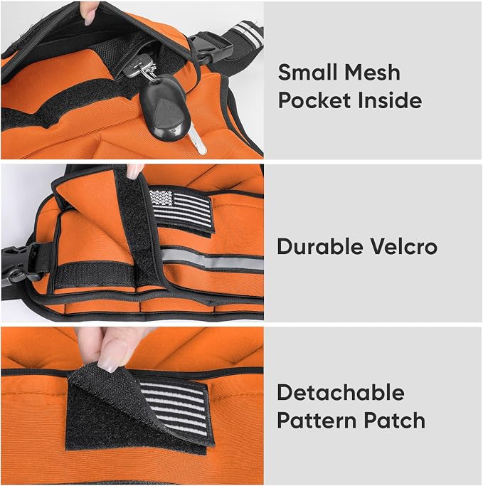 APEXUP Adjustable Weighted Vest, 4-10lb/12-18lb/20-32lb Vest with 6 Ironsand Weights and Large Pocket, Weight Vest for Men Women Strength Training, Running, Walking