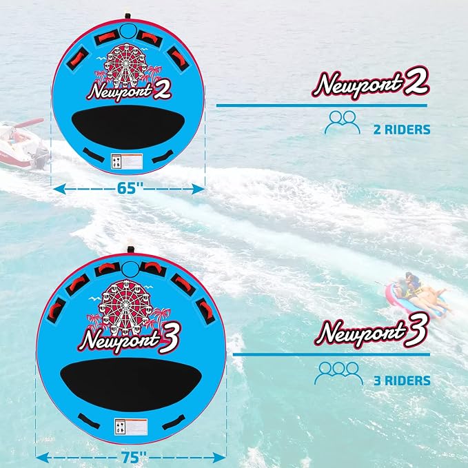 Swonder Towable Tubes for Boating, 65’’ & 75’’ Boat Tubes and Towables - Newport Classic Round Inflatable Tubes for Boats to Pull