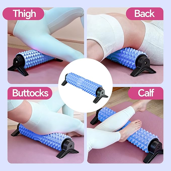 Foam Roller with Detachable Stand, 18" Deep Tissue Massage Roller, Beginner-Friendly Support Design for Muscle Recovery, Home Workout & Fitness - Blue