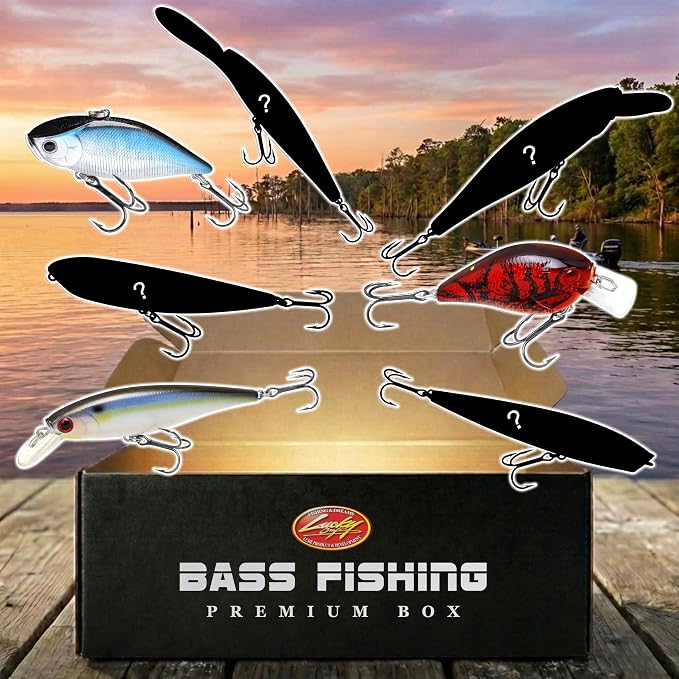 LUCKY CRAFT Bass Premium Box, 7 Freshwater Fishing Lures for Lake and River Fish, Mystery Selection Tackle Box with Surprise Bass Lures, Fishing Gear Accessories