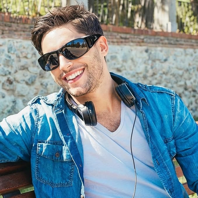 LVIOE Over Glasses Sunglasses Wrap Around Polarized Sunglasses for Men Women Fit Over Prescription Glasses with UV Protection