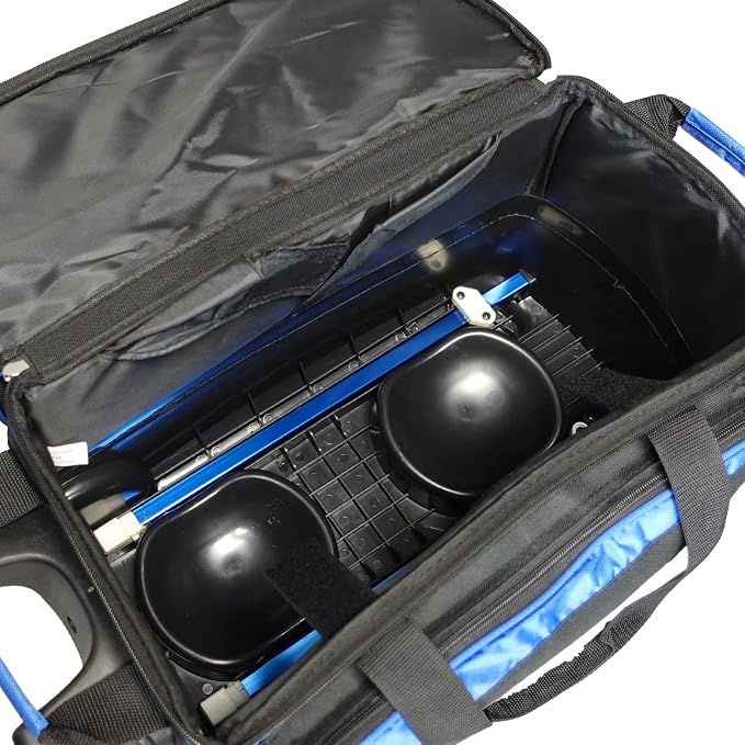 ELITE Deluxe 2 Ball Bowling Bag with 5" Smooth Wheels - Large Accessory Pocket, Shoe Compartment, 36" Extendable Handle