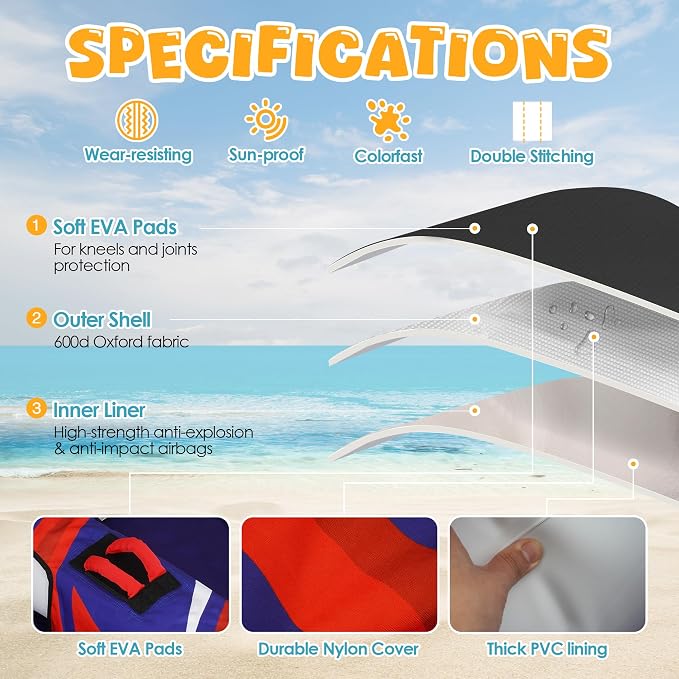 K-Musculo Towable Tubes for Boating - 2-3 Person Boat Tubes & Towables, EVA Foam Pads, Drainage, Super Safe Handle, Quick Connector