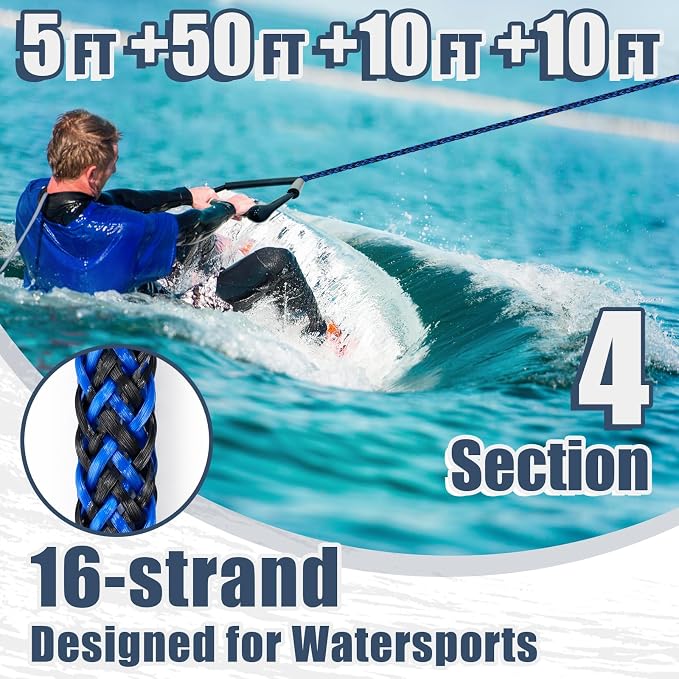 75ft Wakeboard Rope with Handle for Wakeboarding Waterskiing and Wakesurfing