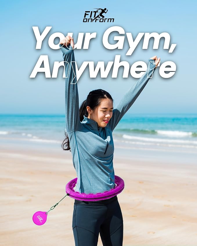 FIT ON FORM Infinity Weighted Hula Hoop for Adults Weight Loss, Smart Exercise Hola Circle Hoop for Women Abs Workout
