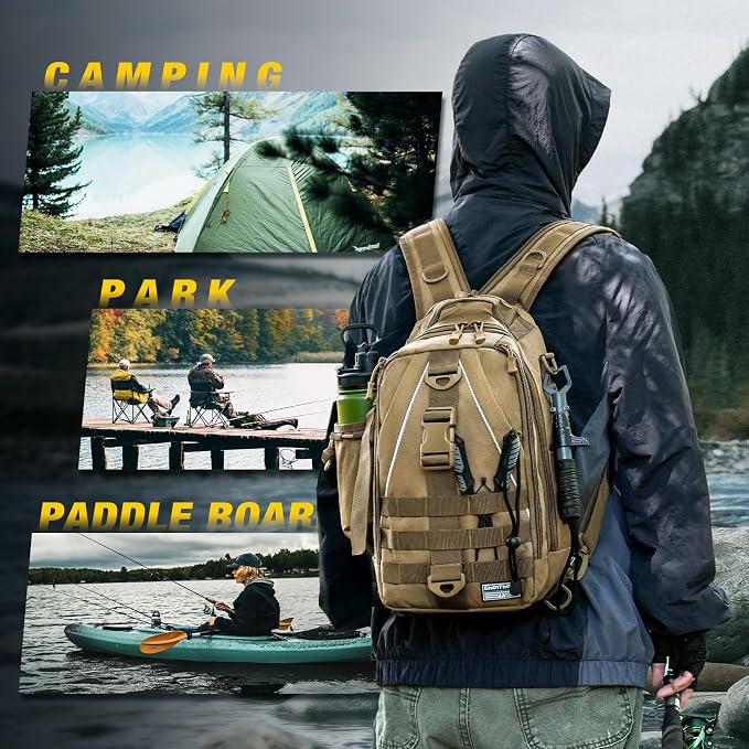Ghosthorn Fishing Backpack with Tackle Boxes Fish Lip Gripper Pliers Lures Waterproof Tackle Bag with Rod Holder Fishing Gear
