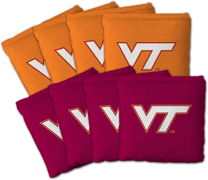 YouTheFan Officially-Licensed NCAA Set of 8 Cornhole Bags - All Weather Dual Sided Slide & Stop - Regulation Size with Carry case
