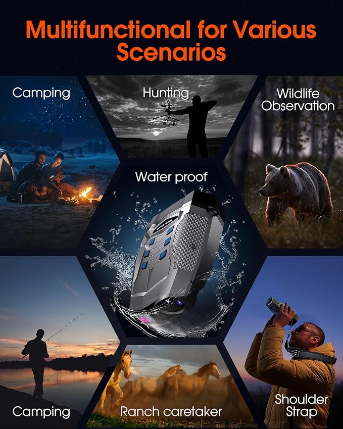 Night Vision Goggles - 4K Night Vision Binoculars for Adults, 5000mAh Rechargeable Infrared Binoculars with 3'' Large Screen, 8X Digital Zoom for Camping Hunting & Security