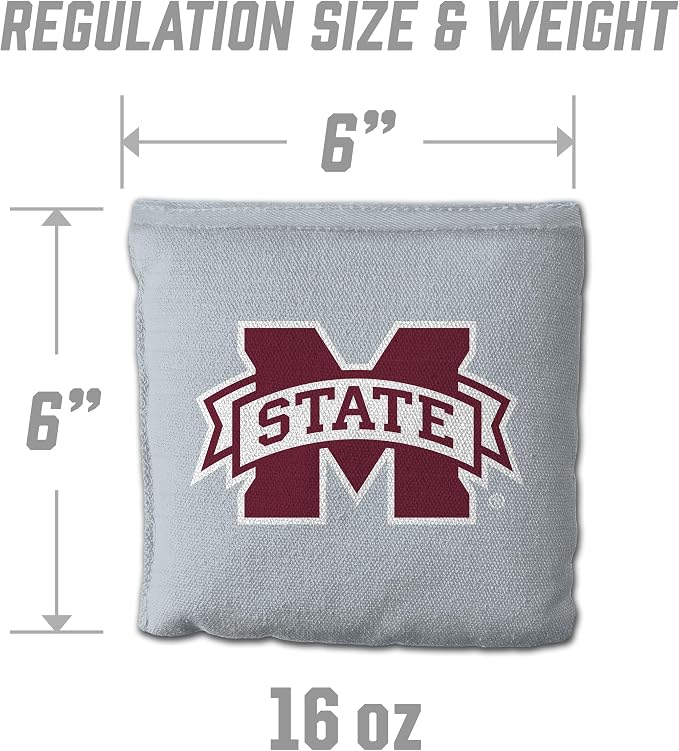 YouTheFan Officially-Licensed NCAA Set of 8 Cornhole Bags - All Weather Dual Sided Slide & Stop - Regulation Size with Carry case