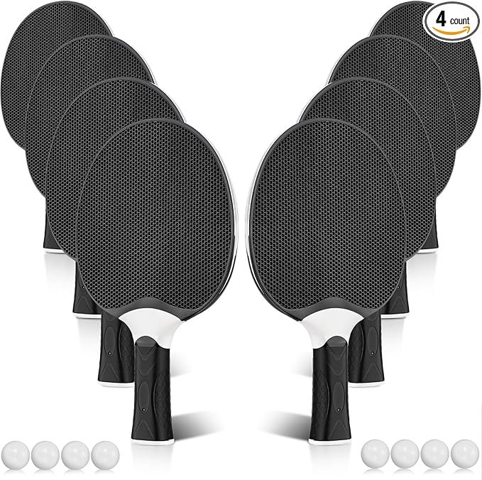 Junkin 8 Pieces Table Tennis Paddles Kit Professional Rackets Set Portable Composite Rubber Table Tennis Racquets with 8 Balls for Indoor and Outdoor