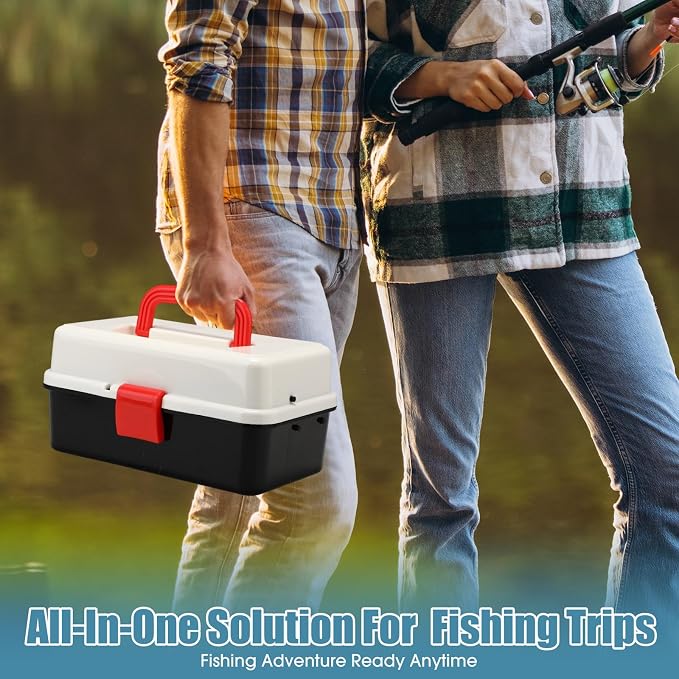 RoundFunny 3 Layers Fishing Tackle Box 414 Pcs Fishing Gift Lures Gear Kit with Tackle Included Pliers Lip Gripper Bait Hook Accessories for Beginner Fisherman Women Men, Fit Bass Trout