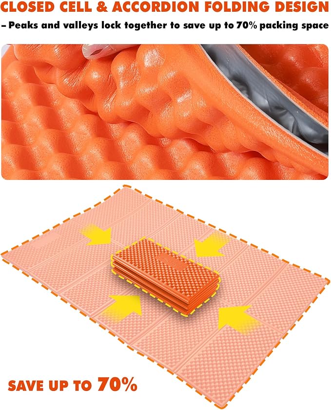 Camping Foam Sleeping Pad Lightweight Closed Cell Folding Camping Mat Moisture-Proof Camping Mattress Portable for Outdoor Hiking Mountaineering Blue