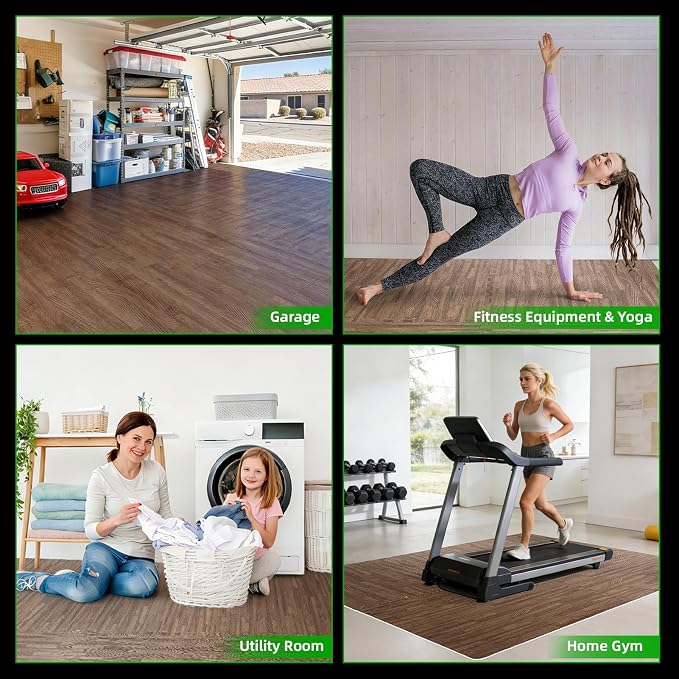 Art3d 12 Pack 24" x 24" EVA Interlocking Exercise Mats, 1/2" Thick Foam Puzzle Flooring for Workout, Gym Equipments, Training Areas, 48 Sq.FT, Dark Walnut