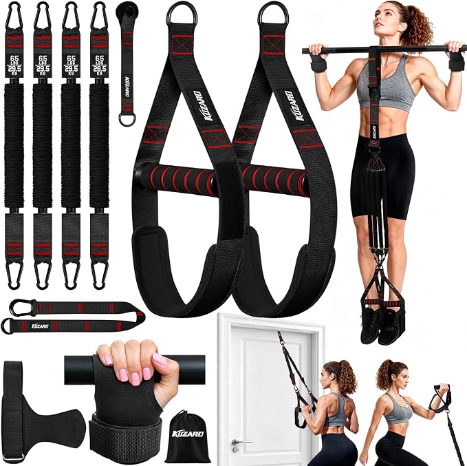 Upgraded Pull Up Assistance Bands for Women, Heavy Duty Resistance Bands with Handles, Exercise Band with Door Anchor, Workout Band Set for Pull Up Bar, Full Body Sculpting,Muscle Training, Home Gym